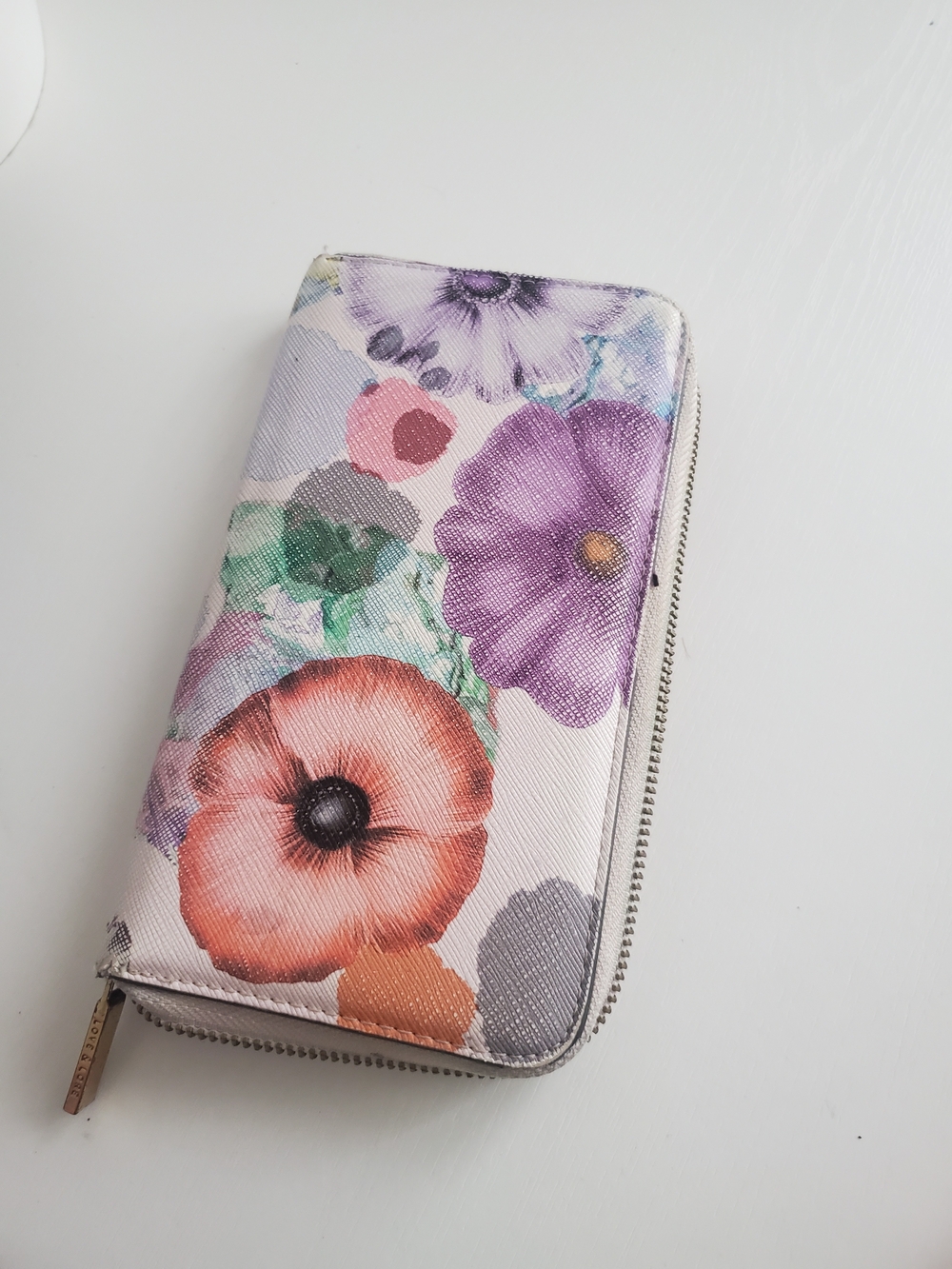 Floral Zip-Around Wallet in Pink, Purple & Orange